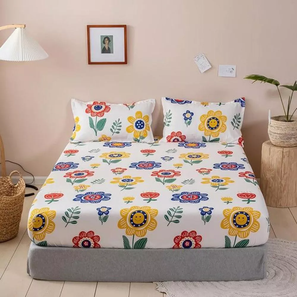 Multicolor Printed Mattress Fitted Bed Sheets Set