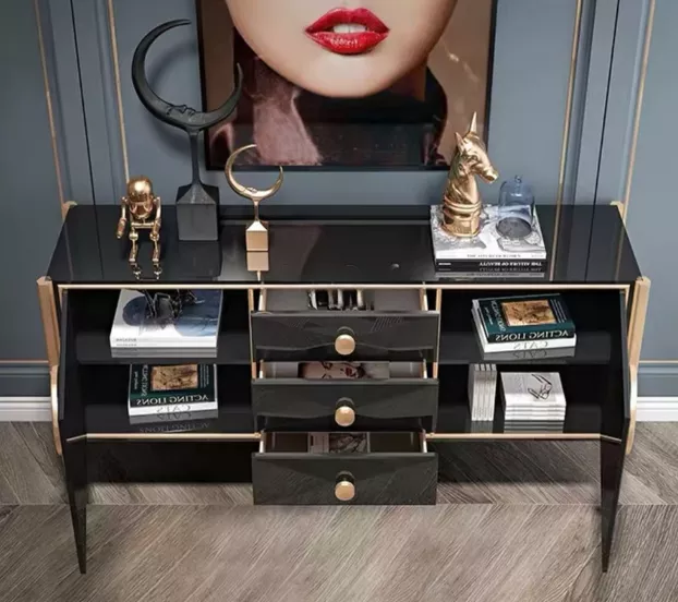 Multicolor Solid Wood Buffet Table