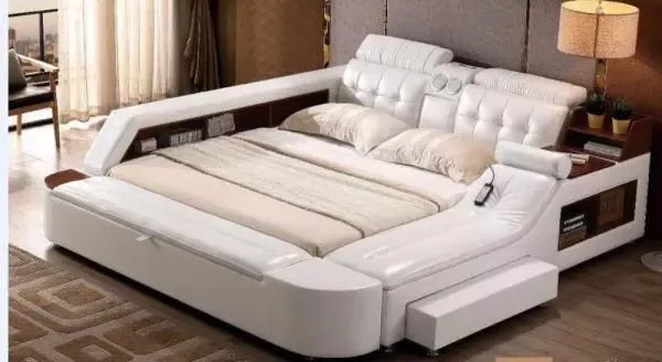 Multifunctional Leather Smart Bed For Bedroom