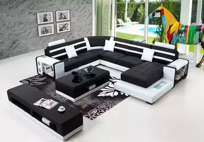 Multifunctional LED Leather Sectional Couch