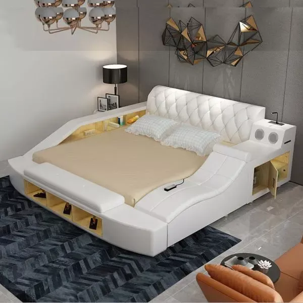 Multifunctional Smart Entertainment Leather Bed