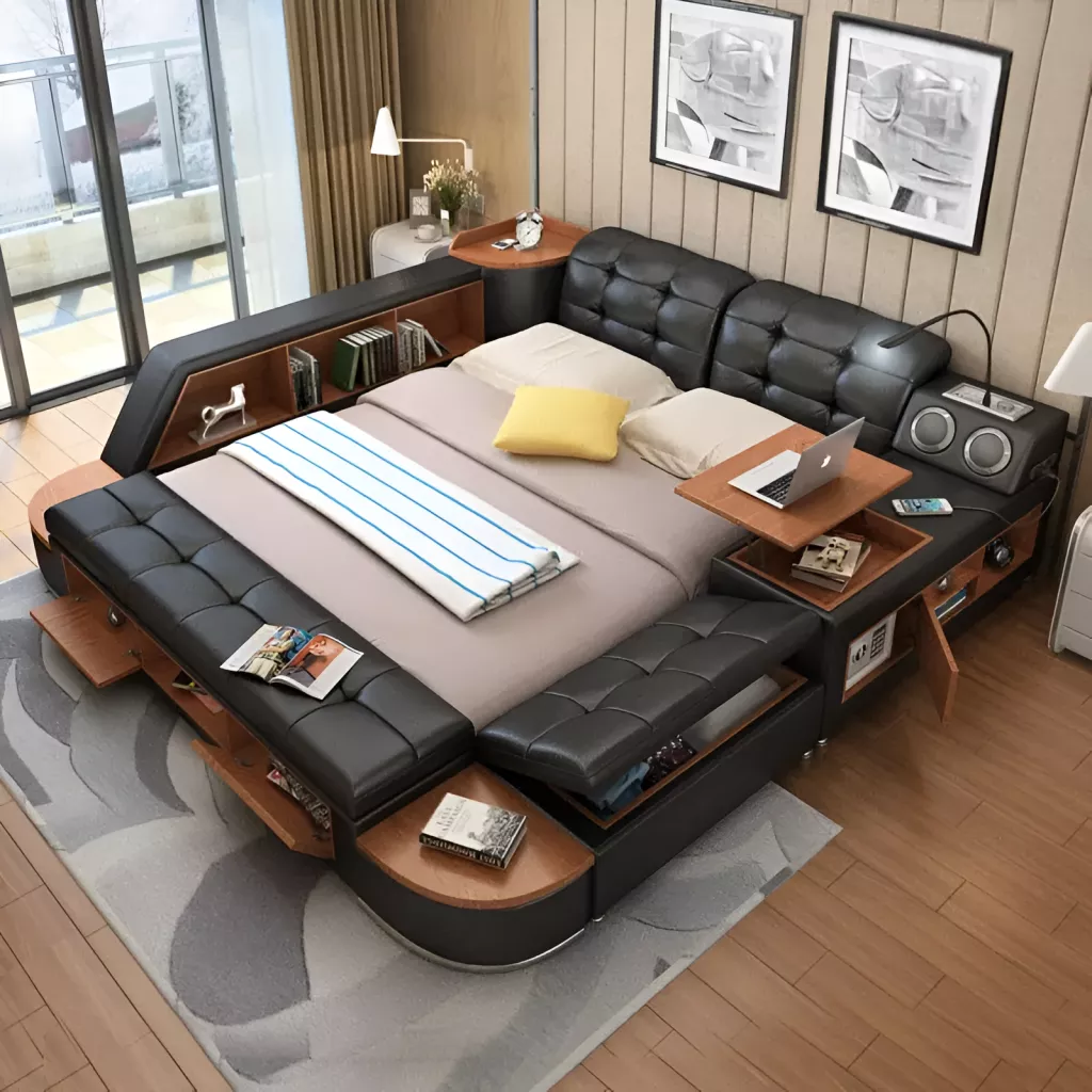 Multipurpose Smart Leather Bed