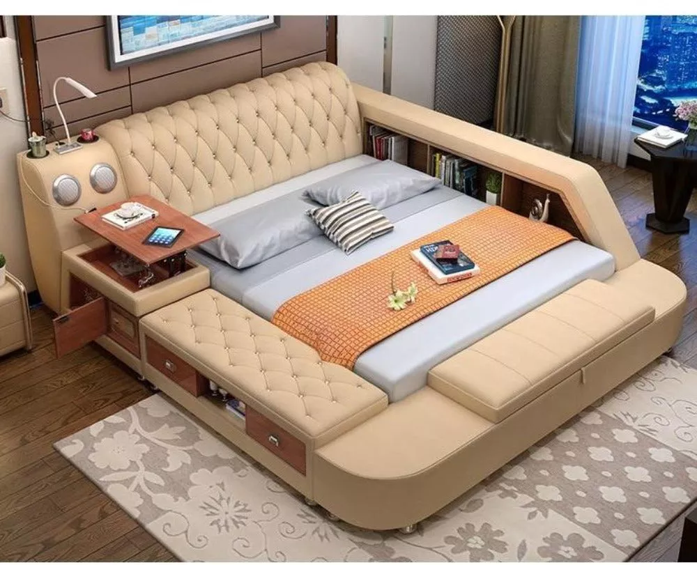 Multipurpose Smart Soft Leather Bed