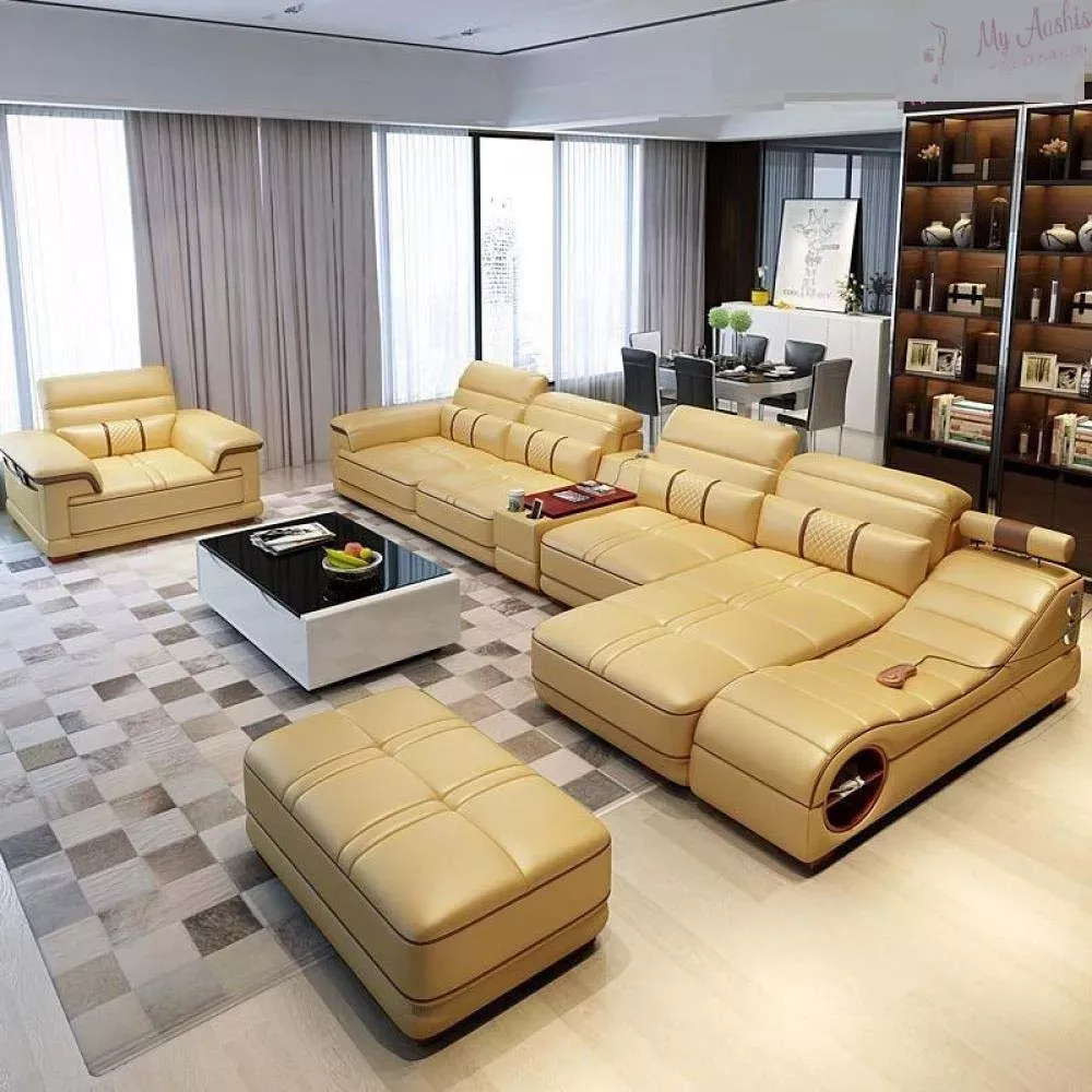 Newly Designed Leather Sectional Sofa Set