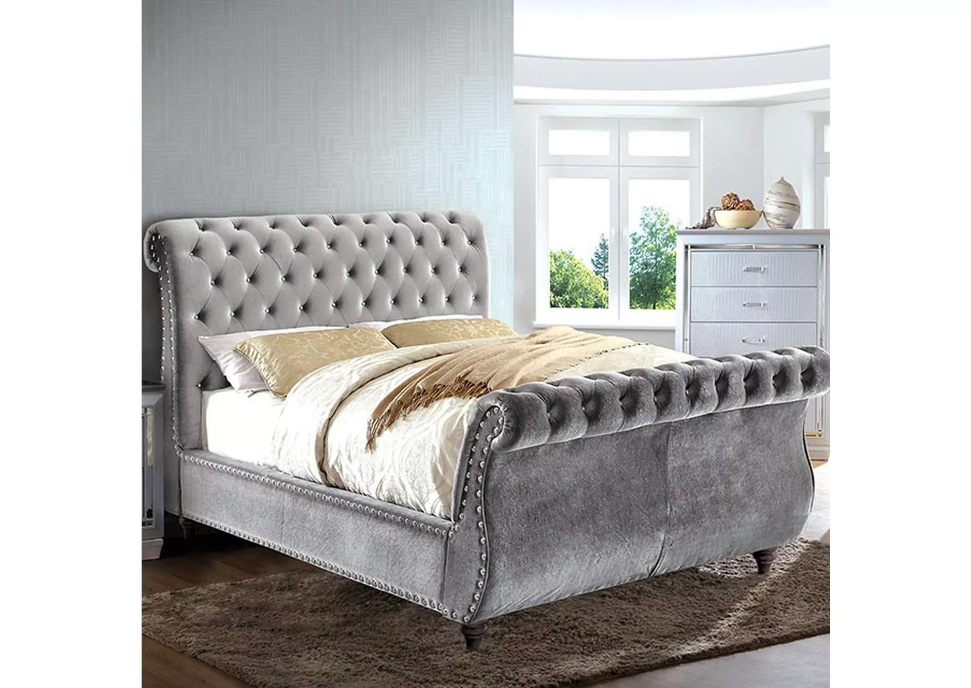Noella Queen Bed, Gray