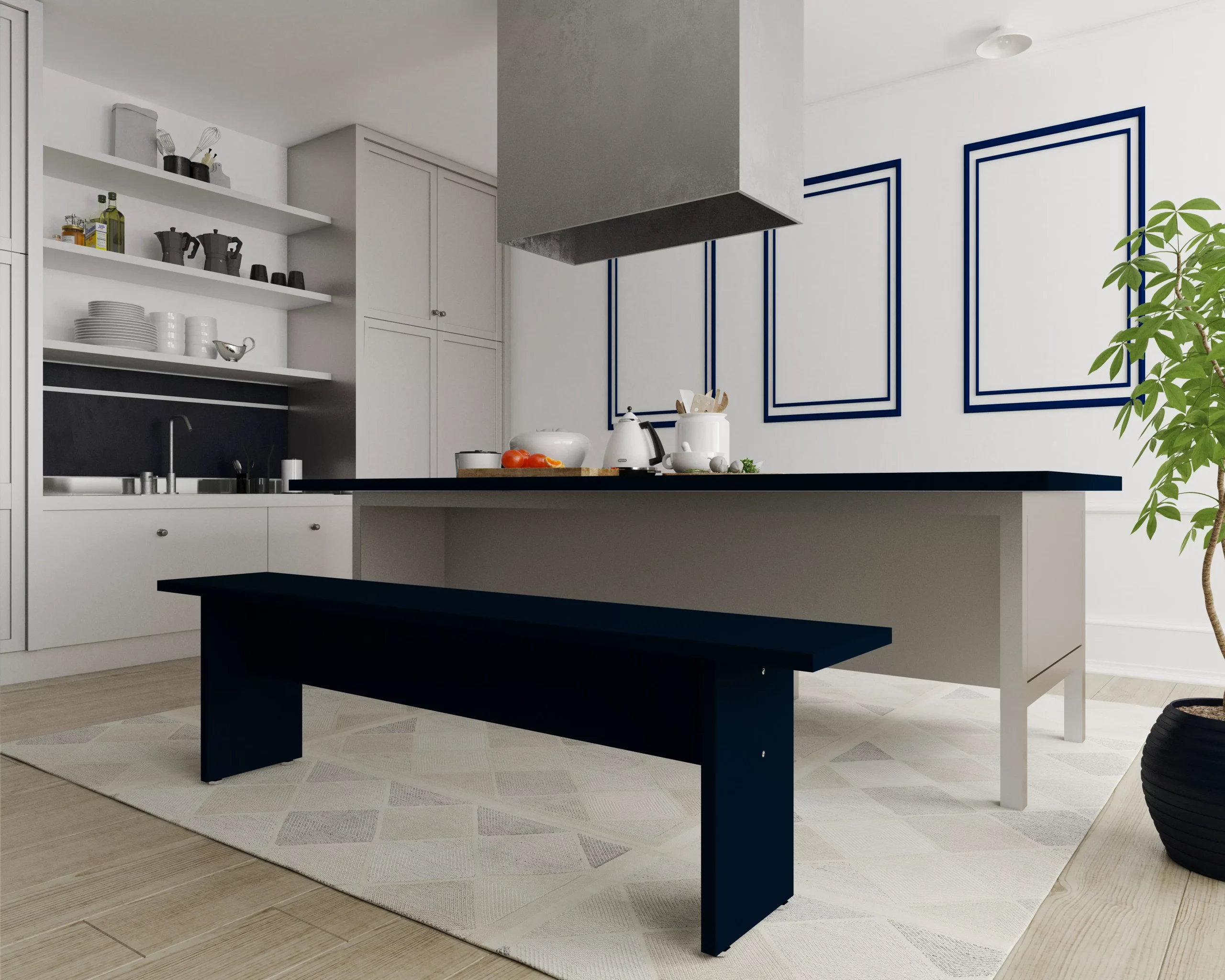 Nomad Navy Dining Bench
