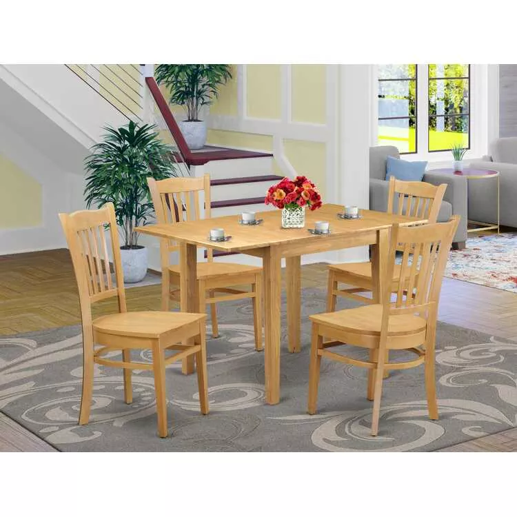 Oak Dining Set - Table & 4 Chairs - 30x48 Inch