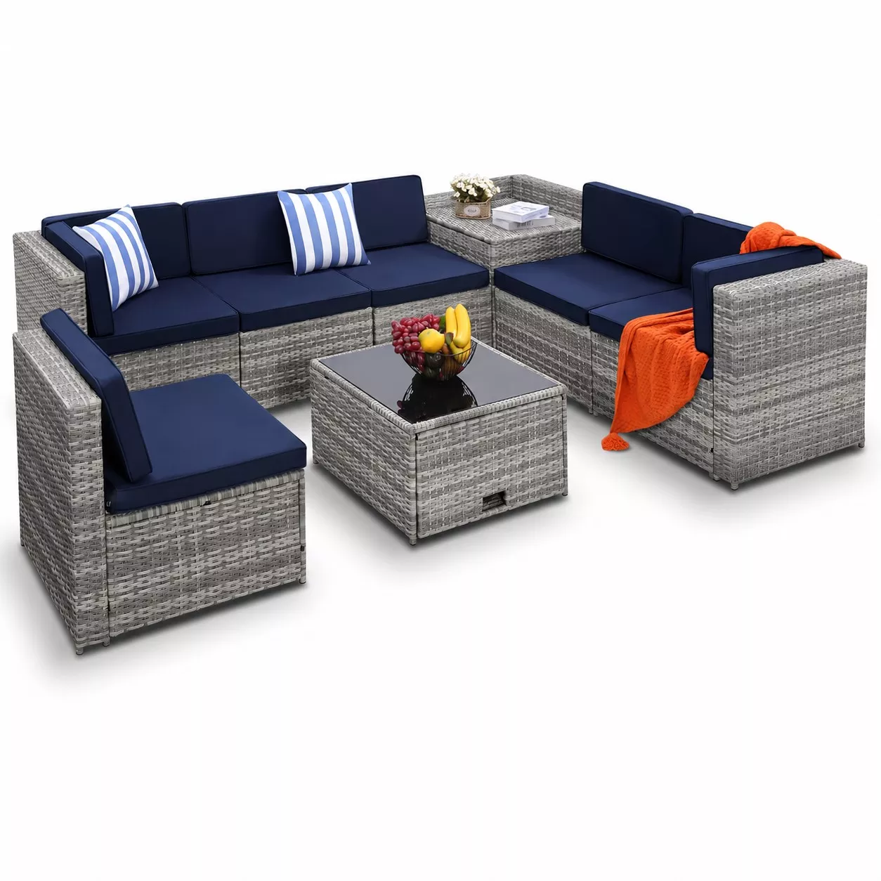 Outdoor Sectional Multi Combination 8 PCs Rattan Sofa Set