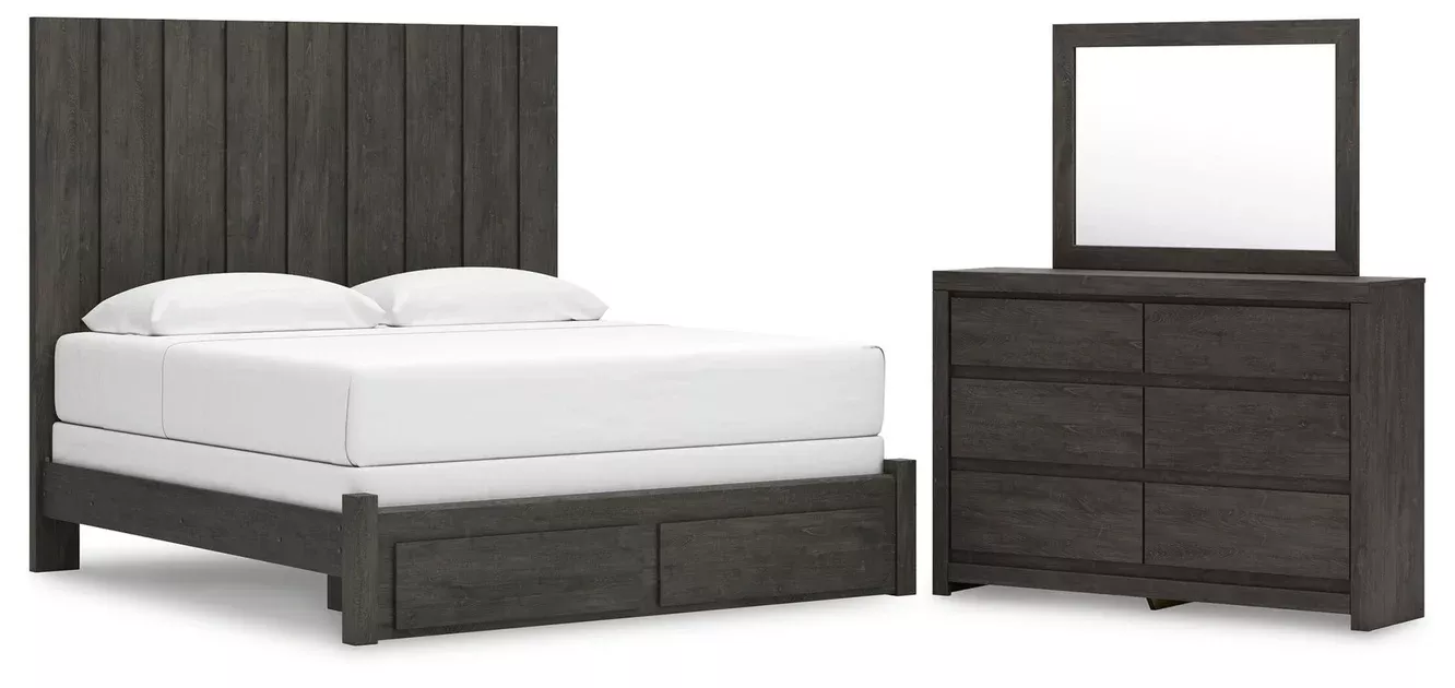 Parlayon King Panel Storage Bed, Dresser and Mirror