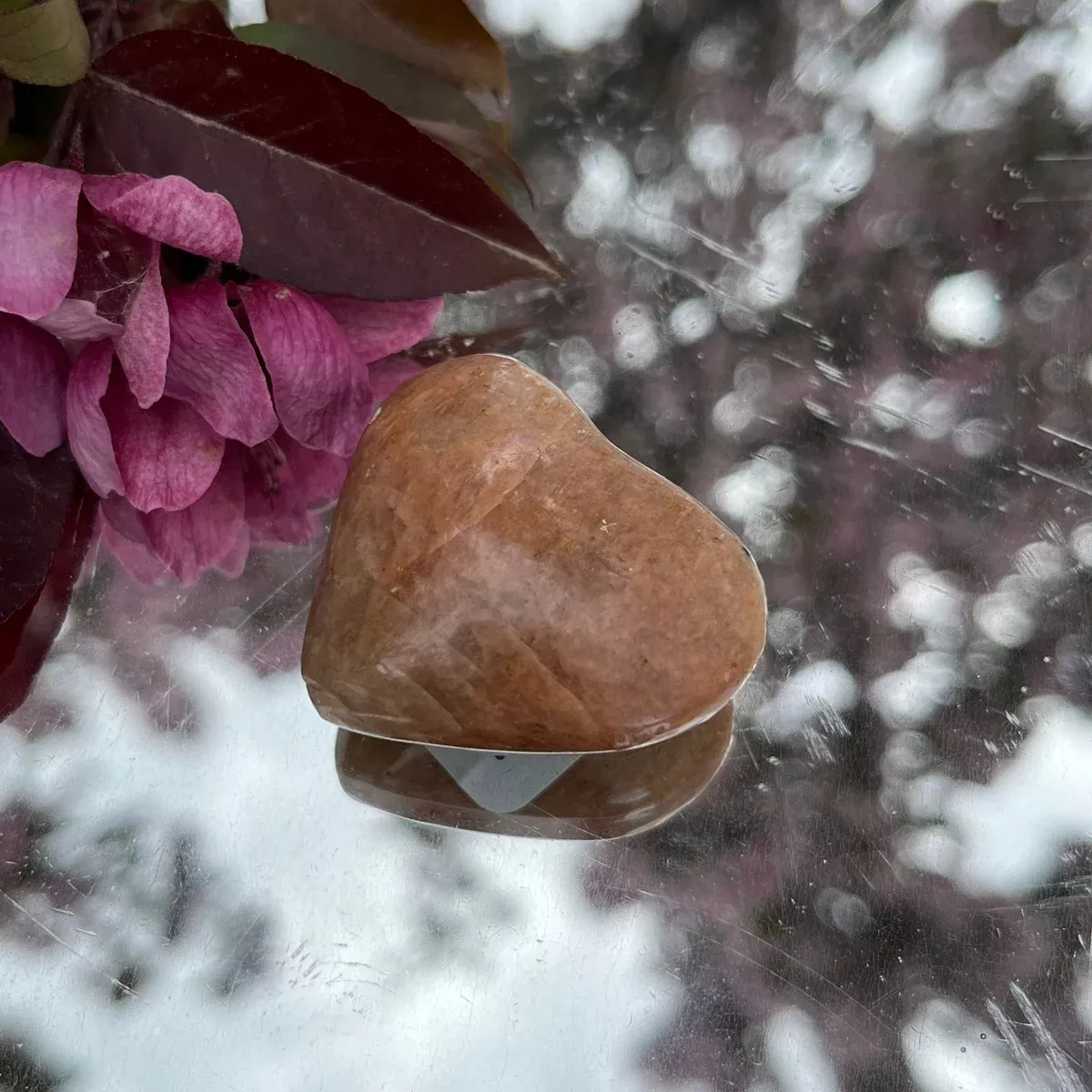 Peach Moonstone Heart