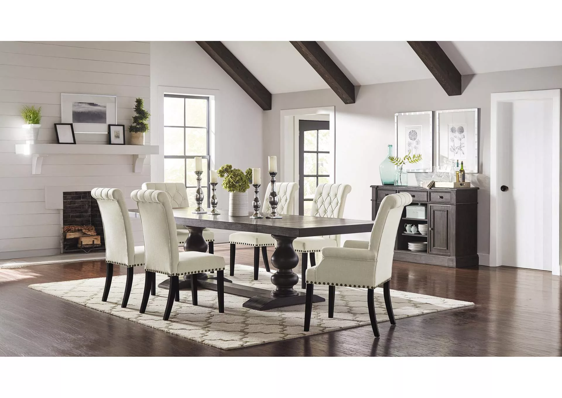 Phelps 5-piece Rectangular Dining Table Set Distressed Noir