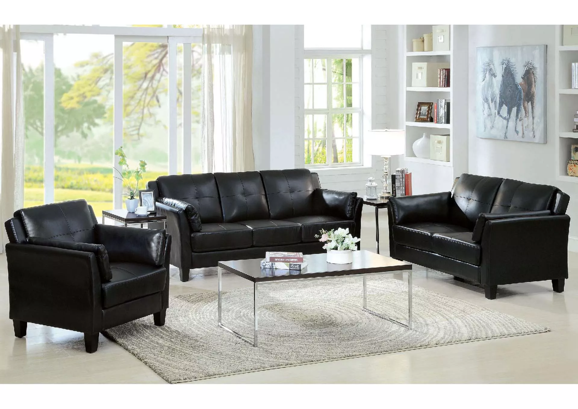 Pierre Black Sofa and Loveseat