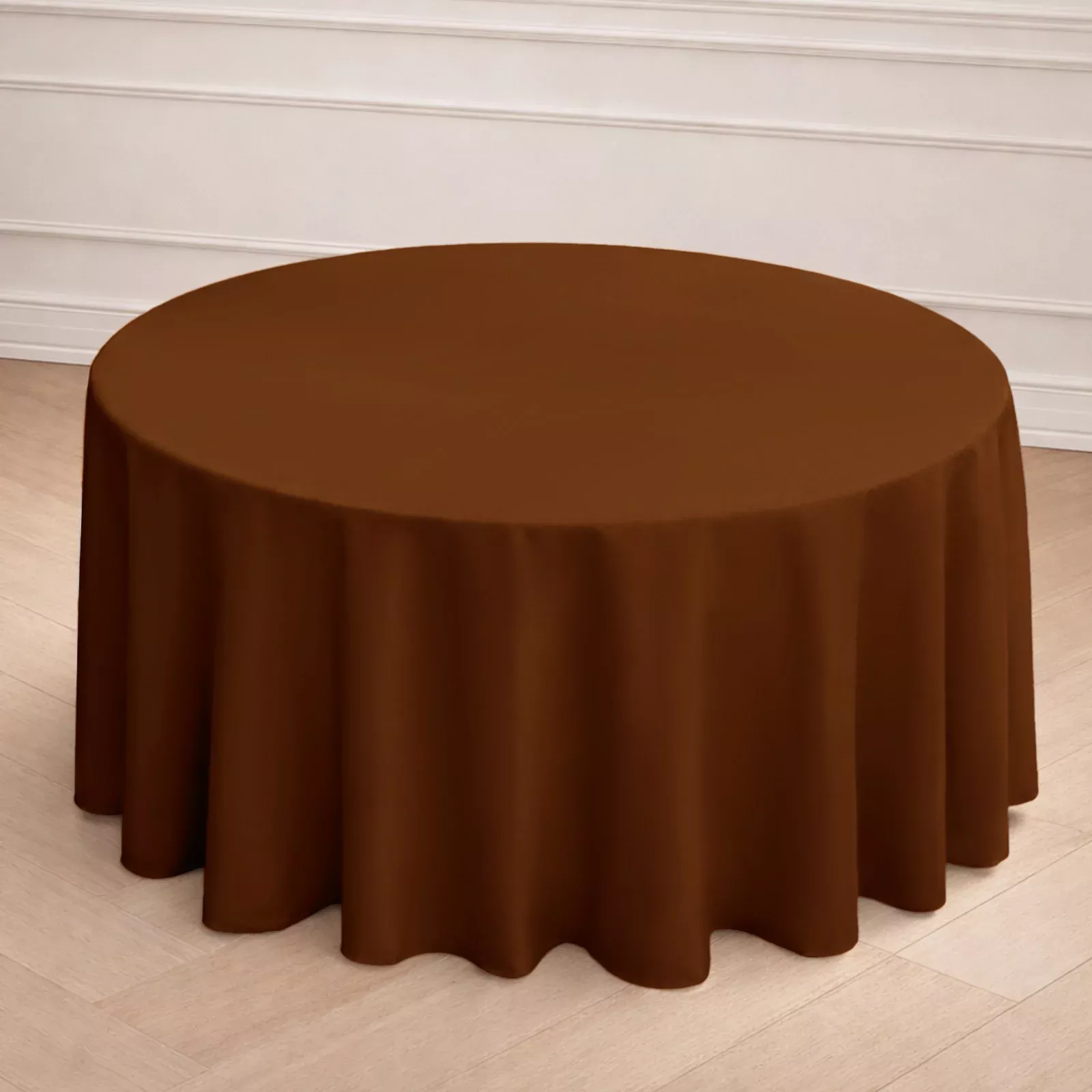 Polyester 120" Round Tablecloth Cinnamon Brown - Seamless Wrinkle-Resistant Table Cover