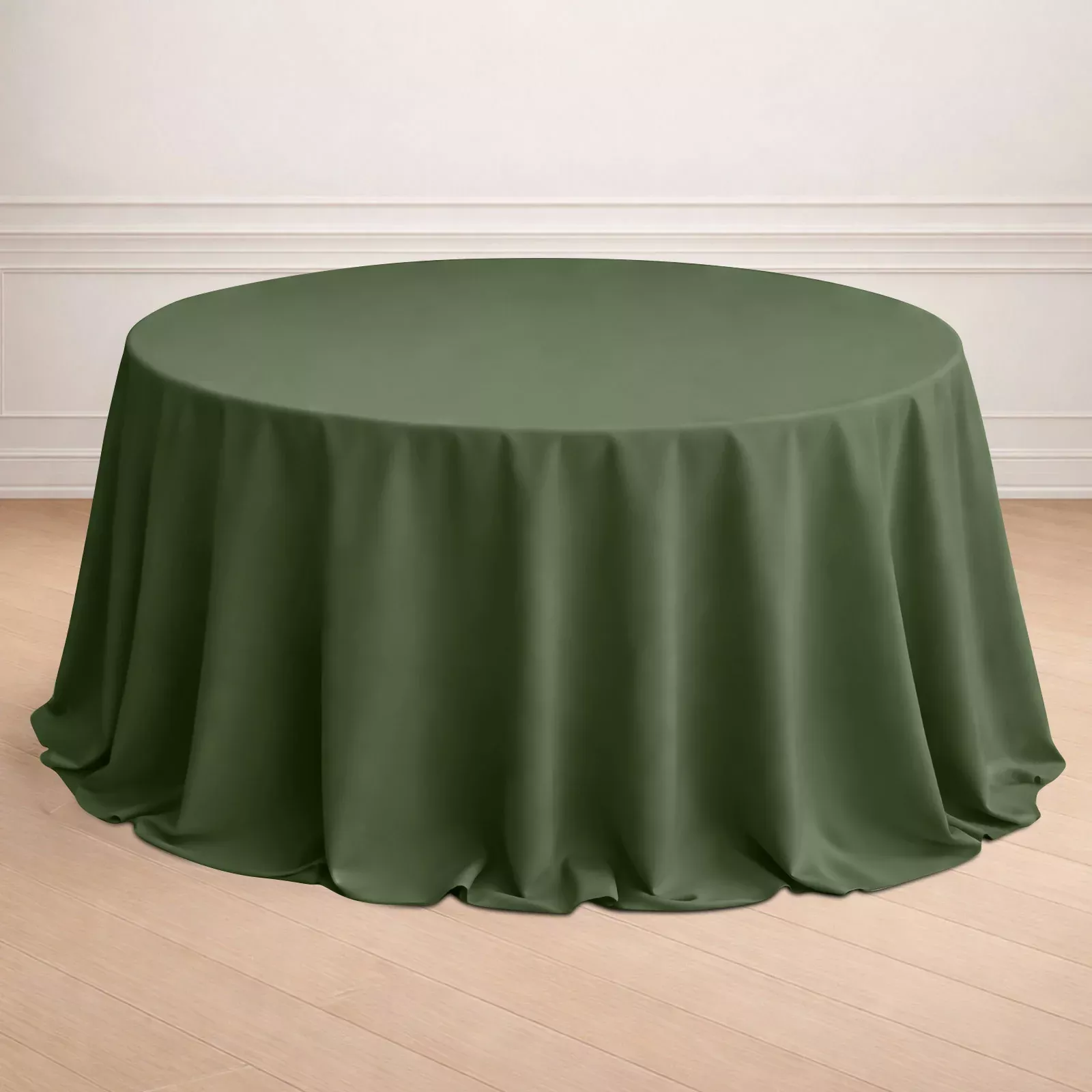 Polyester 132" Round Tablecloth Olive Green - Seamless Chic Table Cover