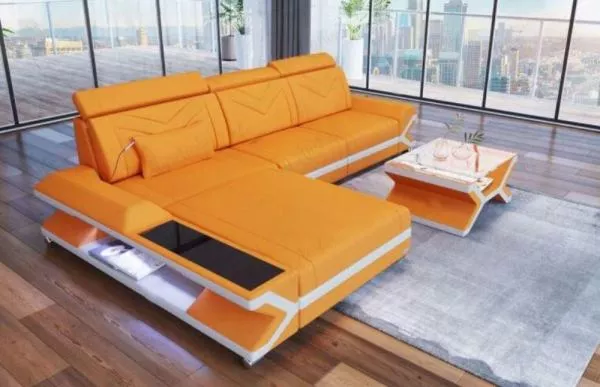Polyester Fabric Sofa With Built-In LED