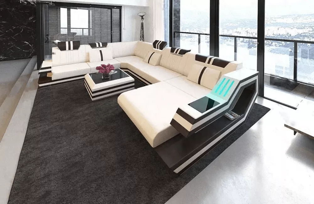 Polyester Fabric Sofa With Pre-Installed LED