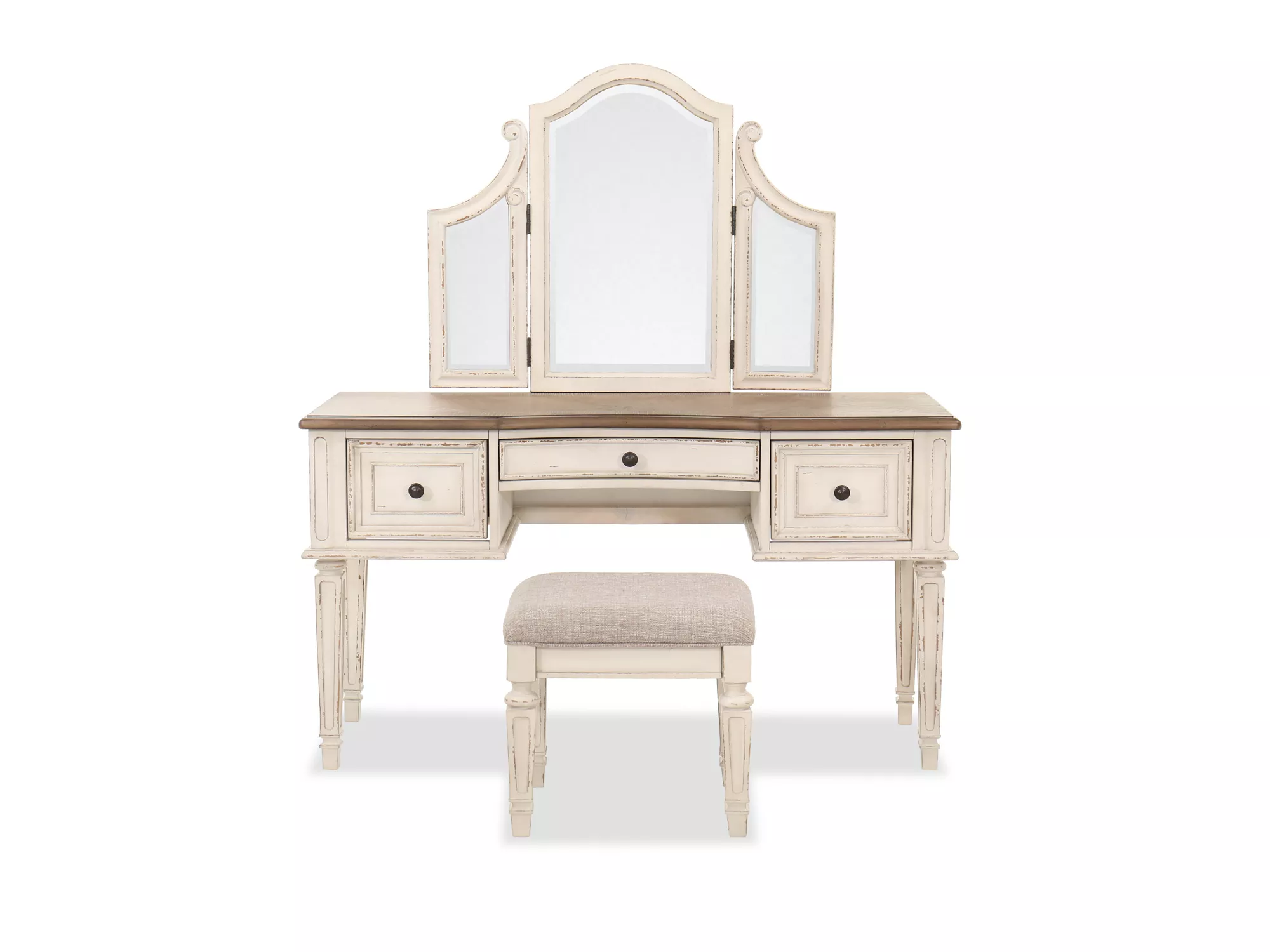 Realyn Vanity, Mirror and Stool Set