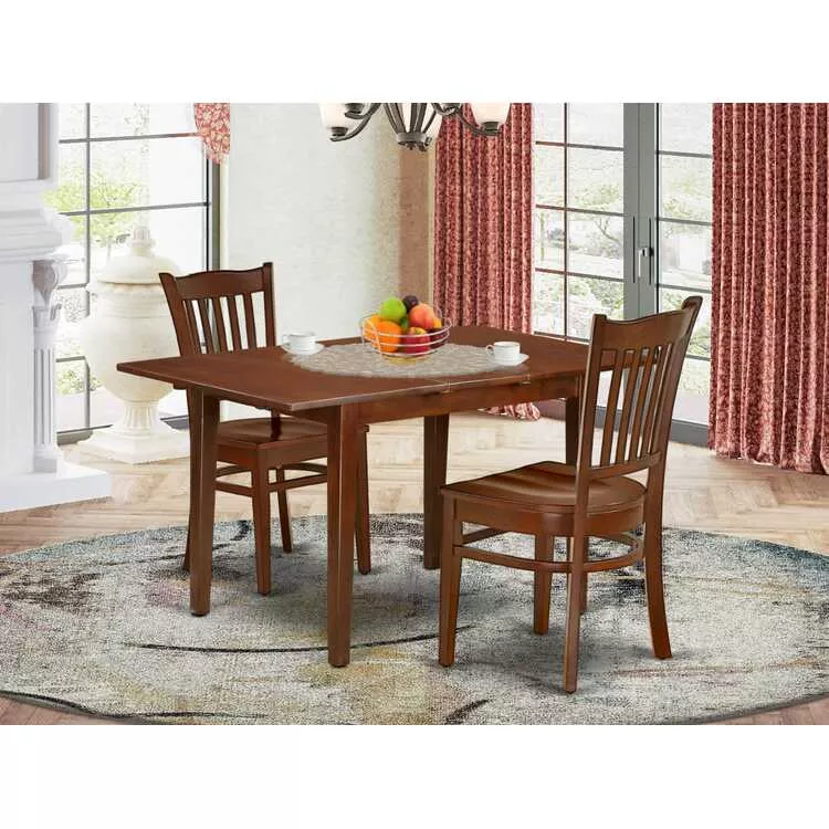 Rectangle Dining Table Set with Storing Leaf and Kitchen Chairs