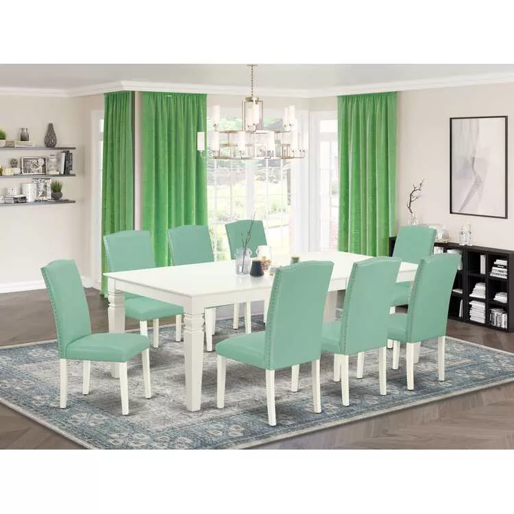 Rectangle Kitchen Table & 8 Parsons Chairs Set