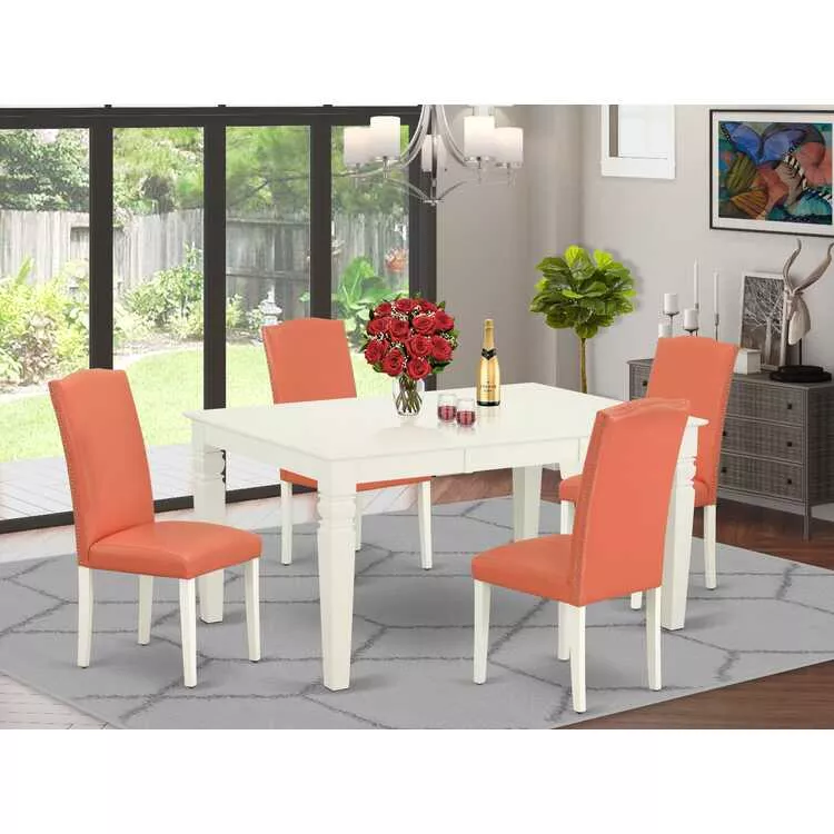 Rectangle Kitchen Table with Butterfly Leaf and Parson Chair Set