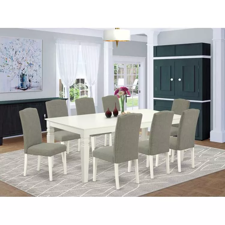 Rectangle Kitchen Table with Leaf and Parson Chairs, 66-84 Rectangle
