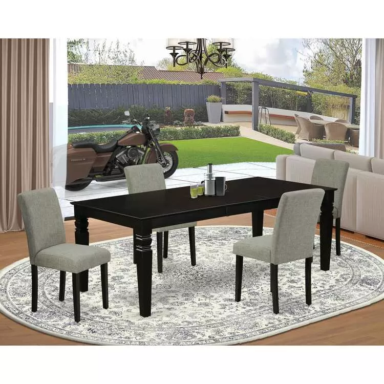 Rectangular 66/84 Inch Dining Table Set Black