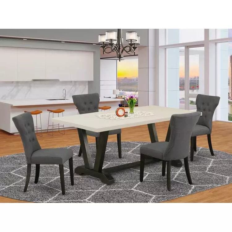 Rectangular Dinette Set - 5-Piece Kitchen Dining Table & Chairs