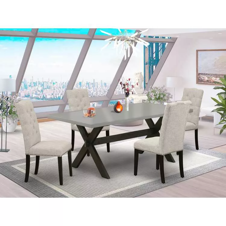 Rectangular Dinette Set 5-Piece w/ Upholstered Dining Chairs