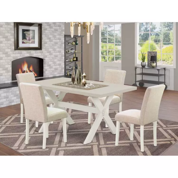 Rectangular Dining Table Set with Parson Chairs and Kitchen Table