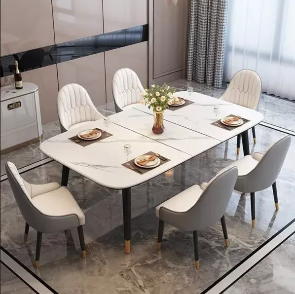 Rectangular Extendable Marble Dining Set
