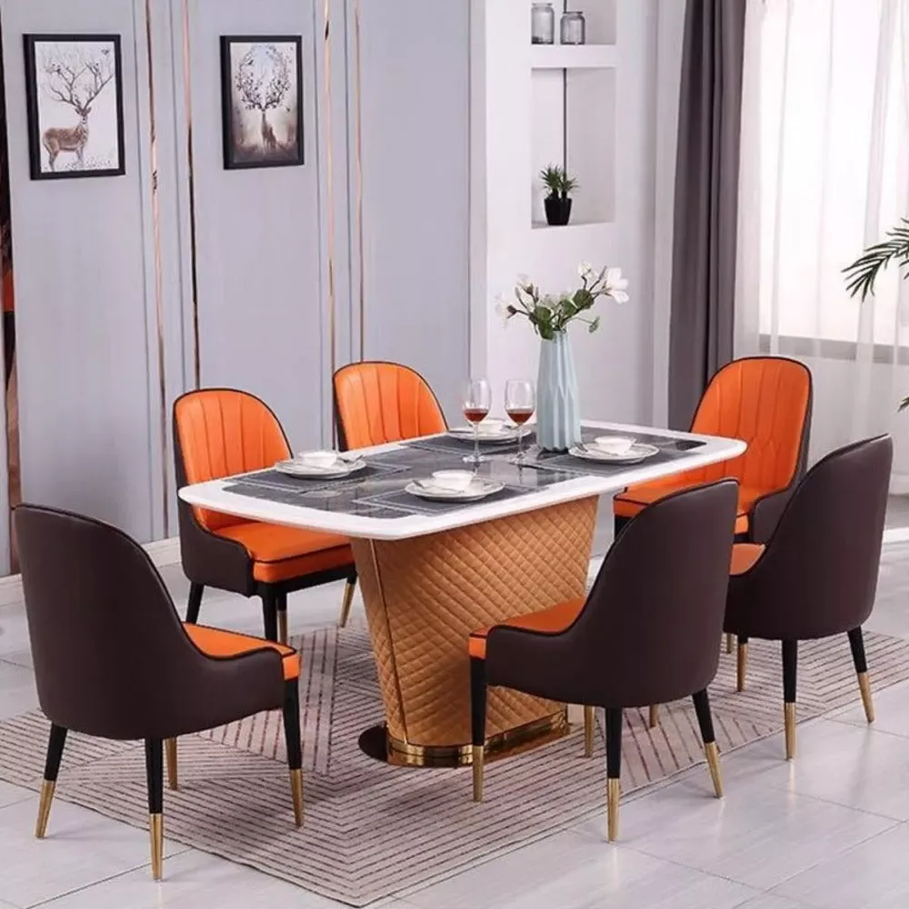 Rectangular Gracious Marble Top Dining Table