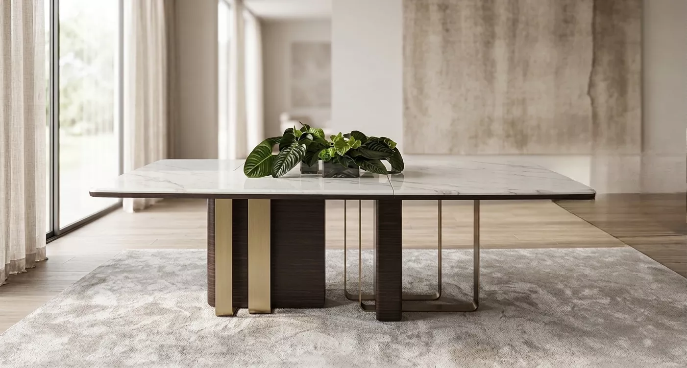 Rectangular Marble Top Dining Table