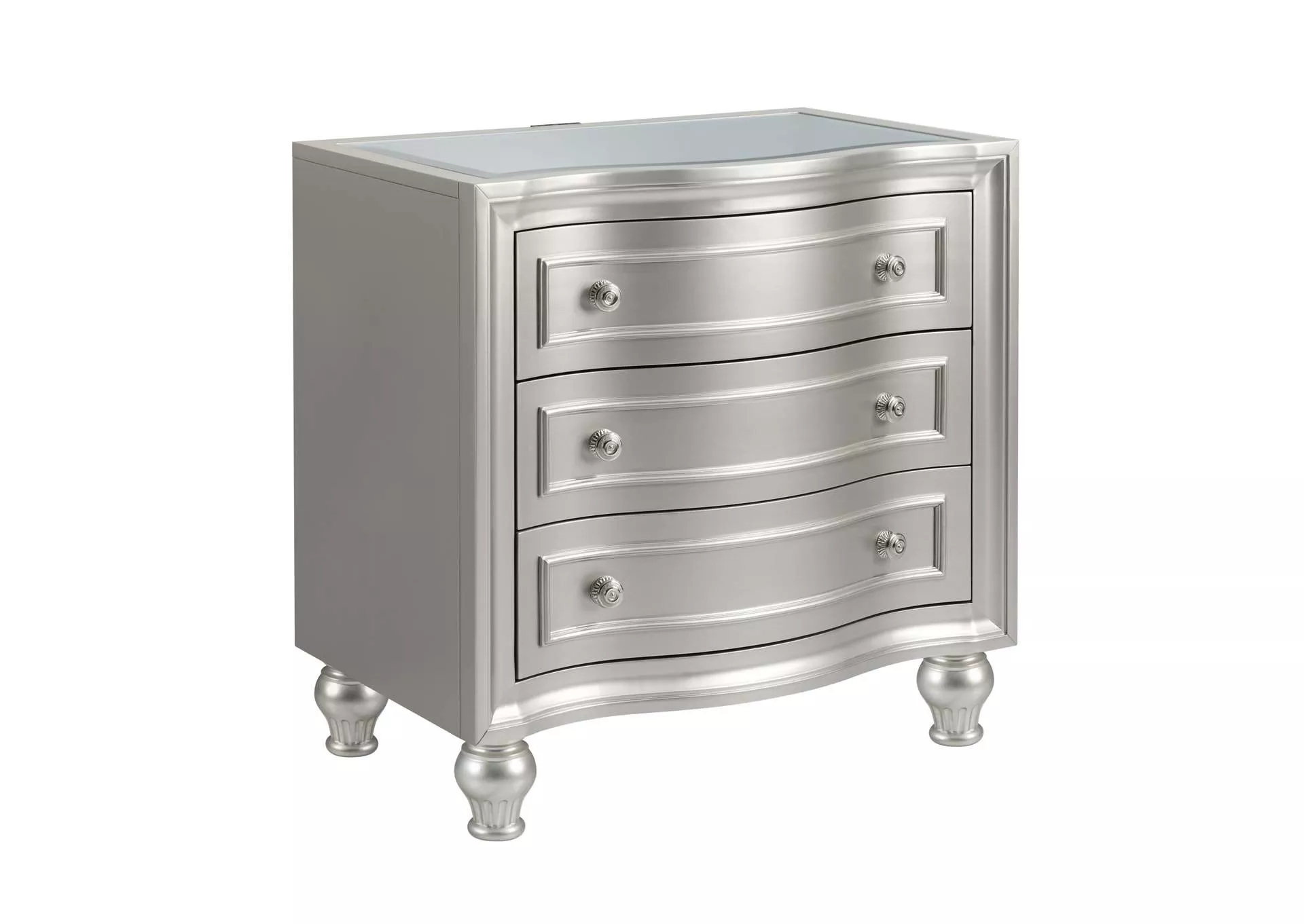 REFLECTIONS NIGHTSTAND WITH MIRRORED TOP - SILVER