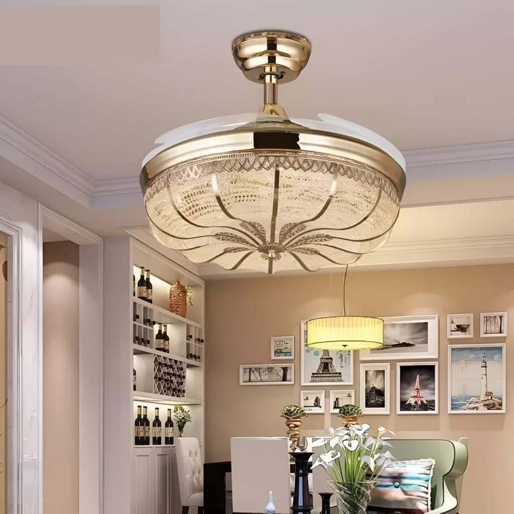 Remote Controlled LED Fan Chandelier Light