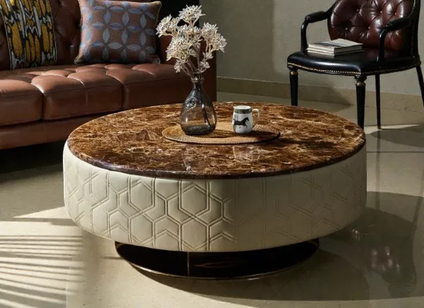 Round Coffee Table With Marble Tabletop