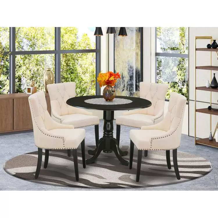 Round Dining Table Set with 4 Chairs - Modern Kitchen Set