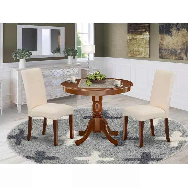 Round Kitchen Dining Set - 36" Table & 2 Parsons Chairs