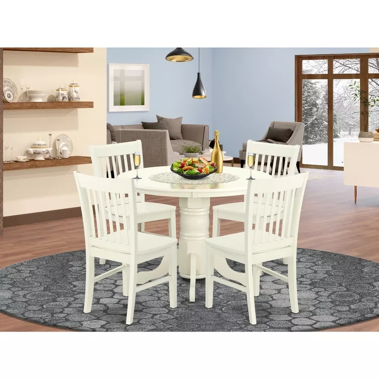Round Kitchen Table & 4 Chairs - 42 Inch Dining Set