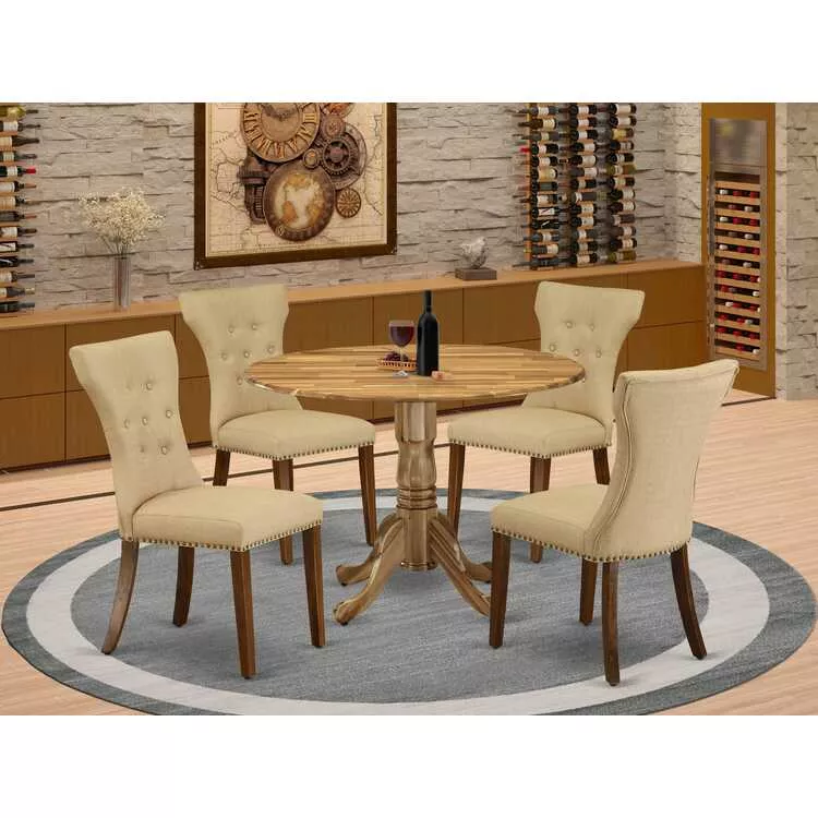 Round Kitchen Table & 4 Chairs Set - 42" Dining Set