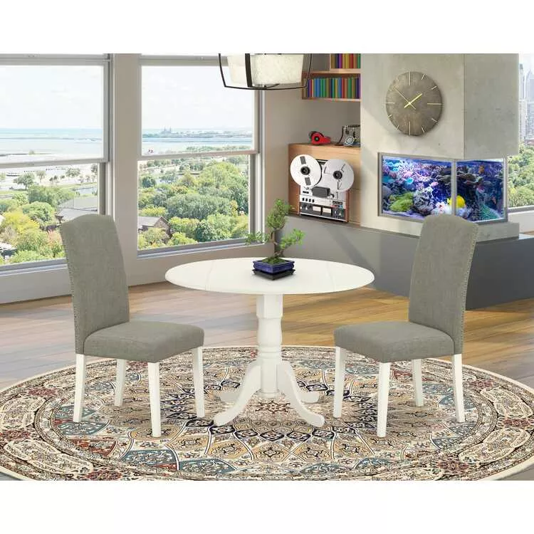 Round Kitchen Table Drop Leaf Set with Parson Chairs