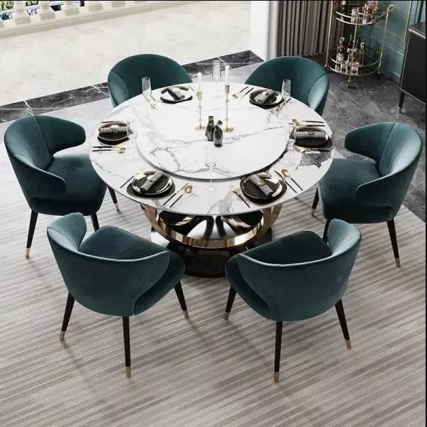 Round Lazy Susan Marble Dining Table
