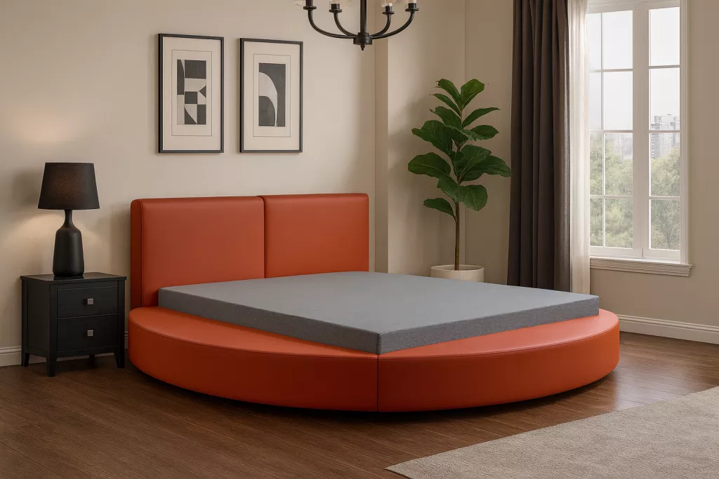 Round Leather Platform Bed Frame