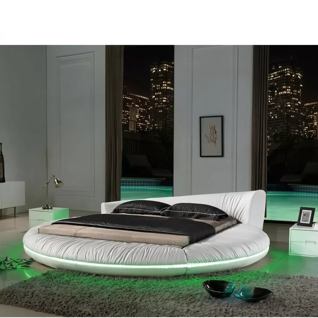 Round Platform Bed Frame With LED
