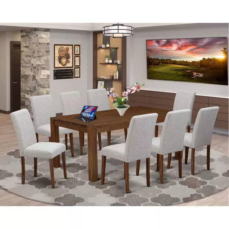 Rustic Kitchen Table & Chair Set - 9 Piece Dining Set