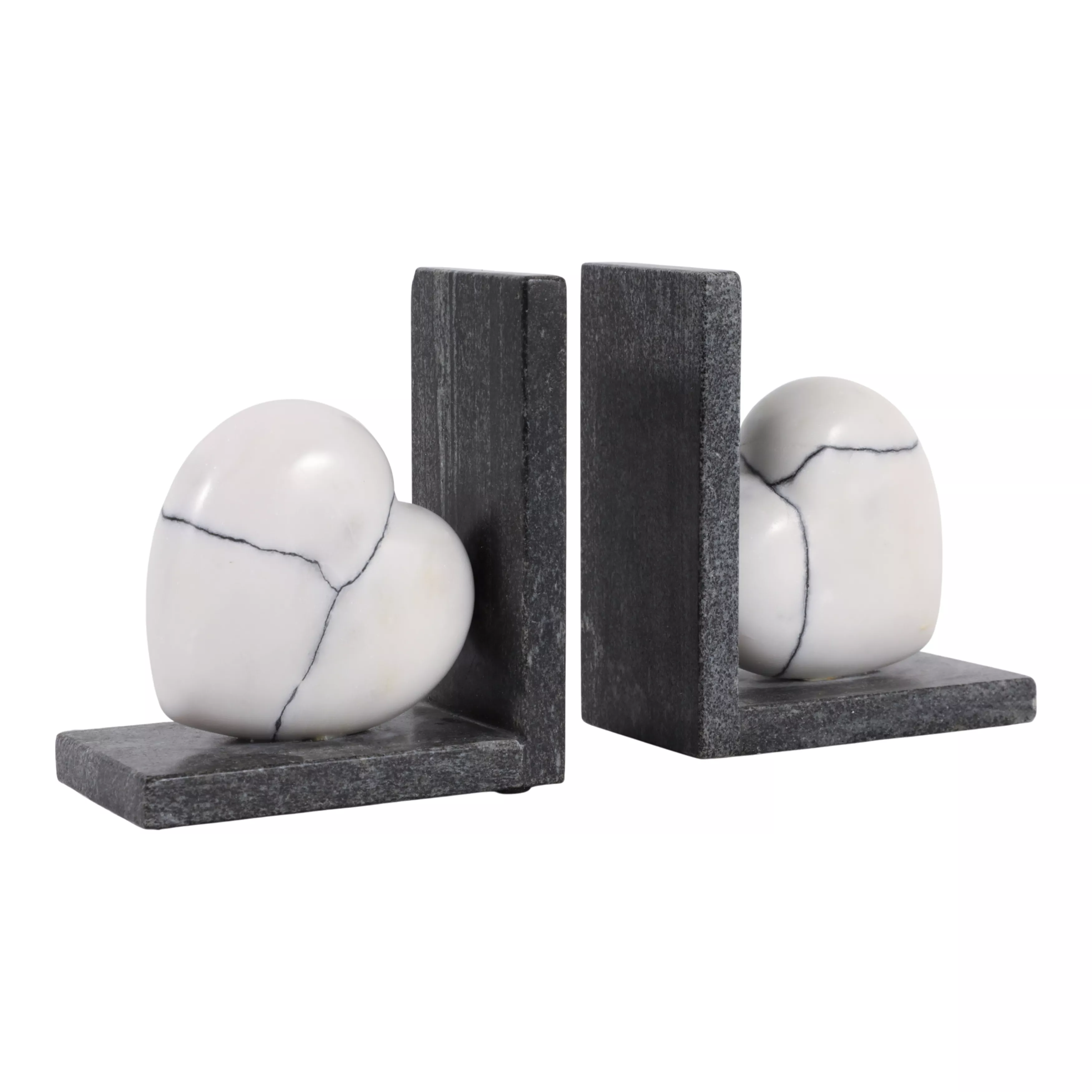 S/2 6" Cracked Marble Bookends