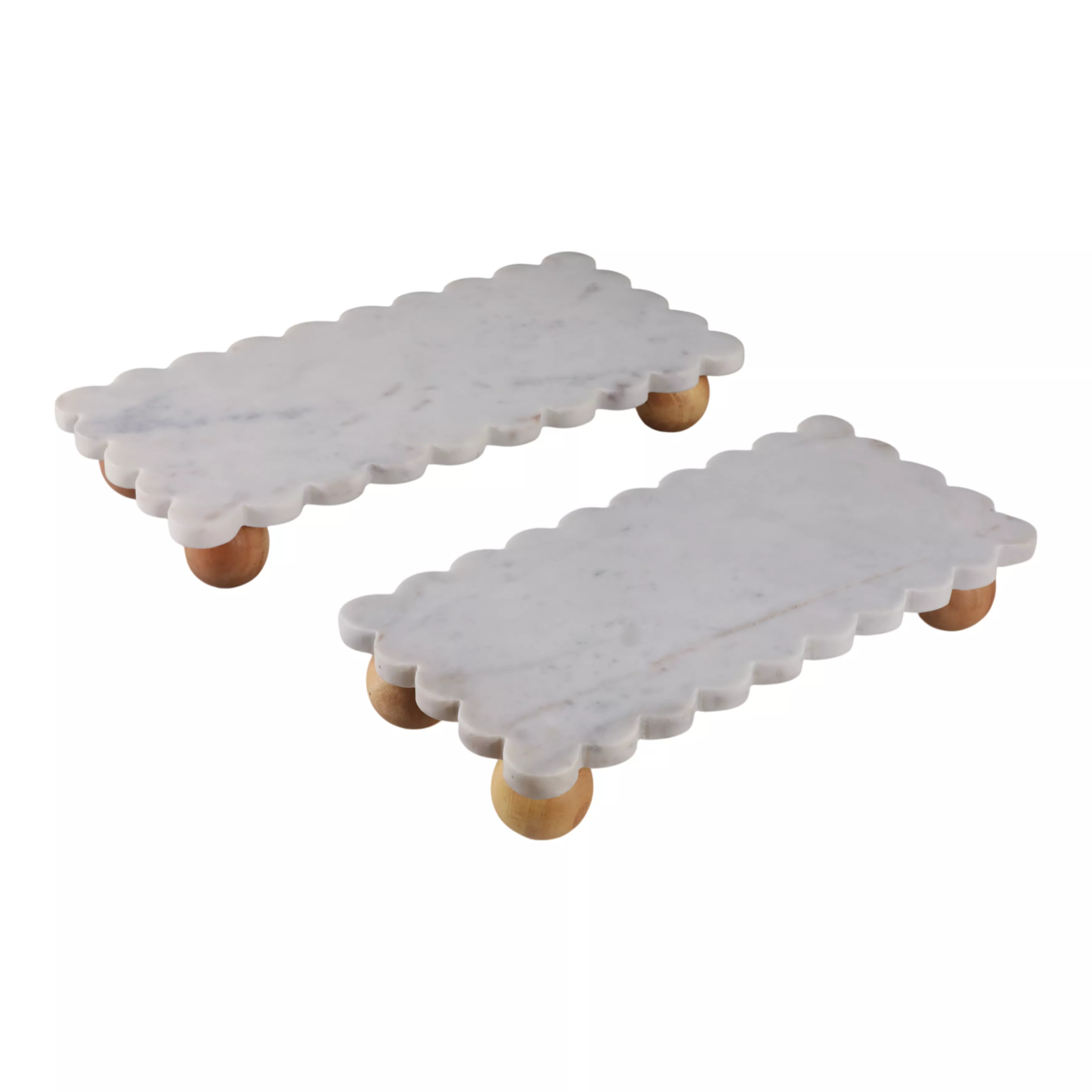 S/2 Marble Scallop Trays