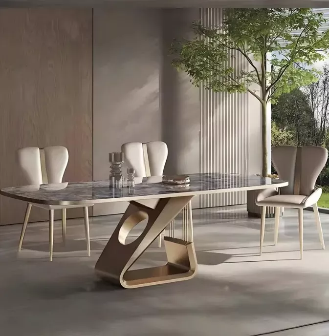 S-Base Marble Dining Table Set