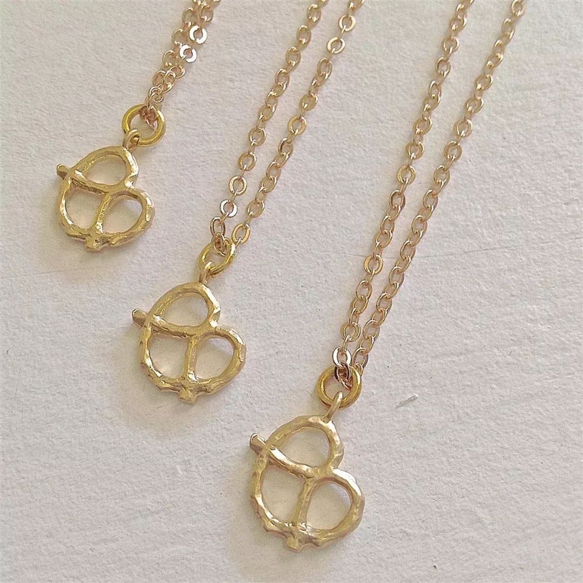 Salty Tiny Pretzel Charm Necklace