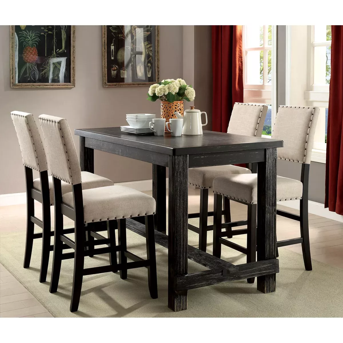 Sania - 4 Pc Counter Ht Table Set w/ Bench
