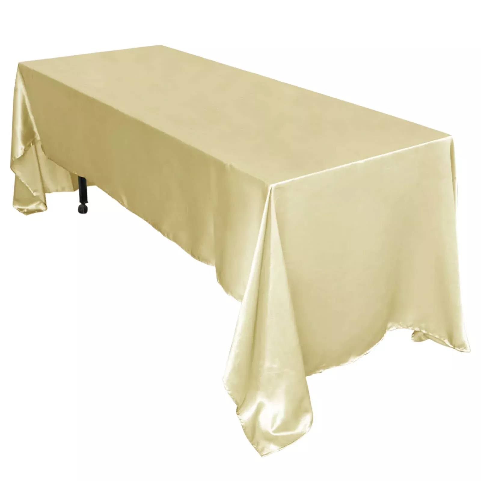 Satin Rectangular 60"x126" Tablecloth Champagne - Smooth and Lustrous Table Cover